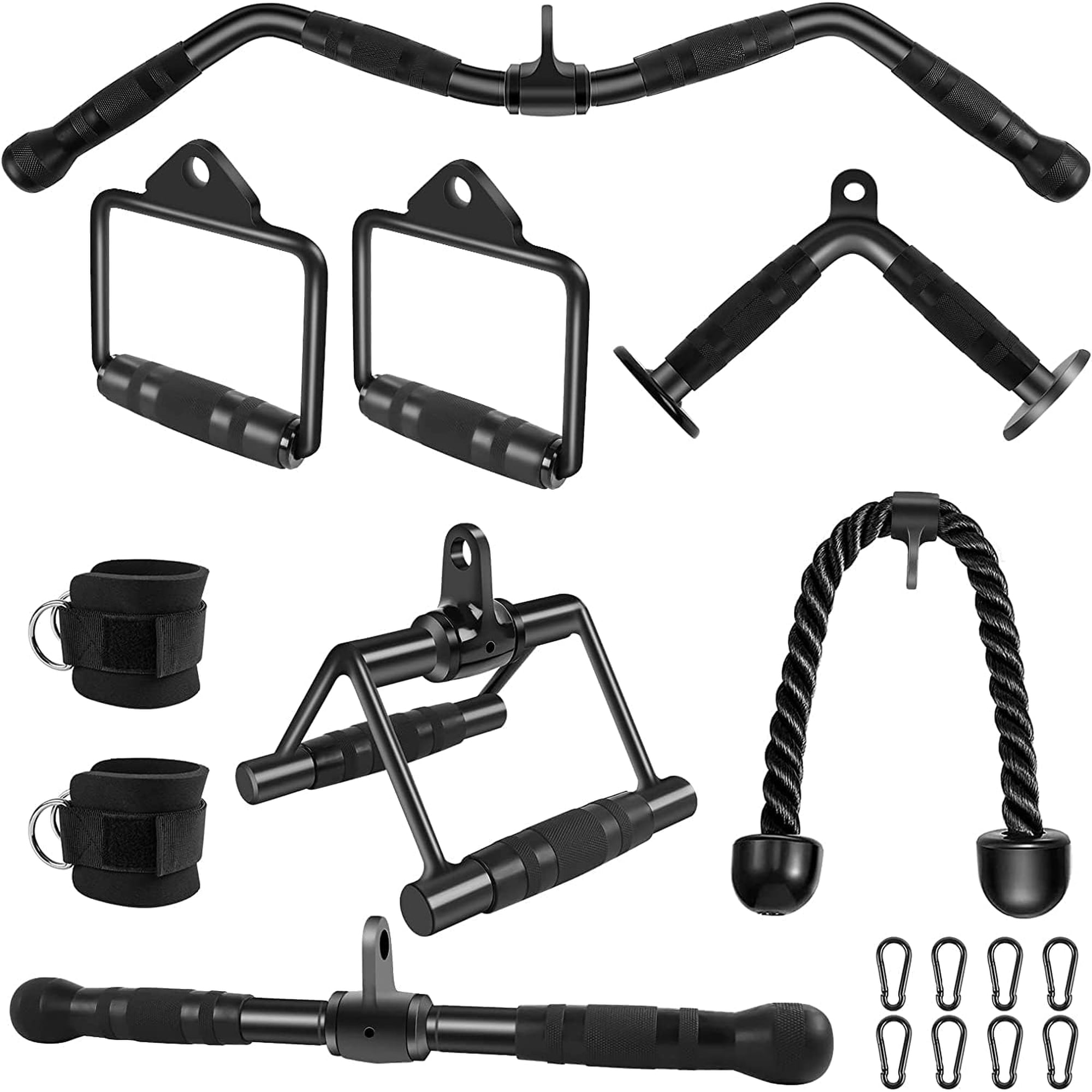 EAYSG LAT Pulldown Bar Attachments, Cable Machine Accessories for Home Gym, Triceps Rope Pull Down Equipment Weight Fitness & Power Exercise Set for Arm Strength Workout