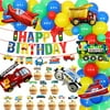 Transportation Birthday Party Supplies Decorations for Boys, Traffic Vehicle Happy birthday Banner Garland Submarine Fire Truck Car Train Plane Balloons Cake Toppers