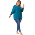 thumbnail image 3 of DARING DIVA Women's Plus Chiffon Batwing Ruffle Long Sleeve Casual Blouse 4X Lake Blue, 3 of 5