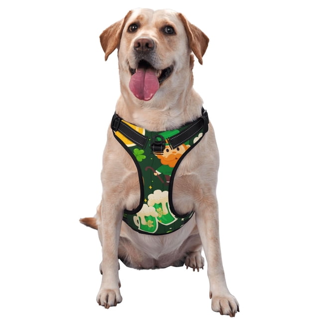 Fotbe St Patrick's Day10 Arnés para Perro con Estampado –Chaleco Ajustable Acolchado con Asa de Control para Perros Grandes-X-Large