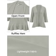 thumbnail image 6 of SHOWMALL Women's Plus Lightweight Cardigan Open Front 3/4 Sleeves Bolero Wine Red 5X Pleated Ruffles Hemline Shrugs, 6 of 7