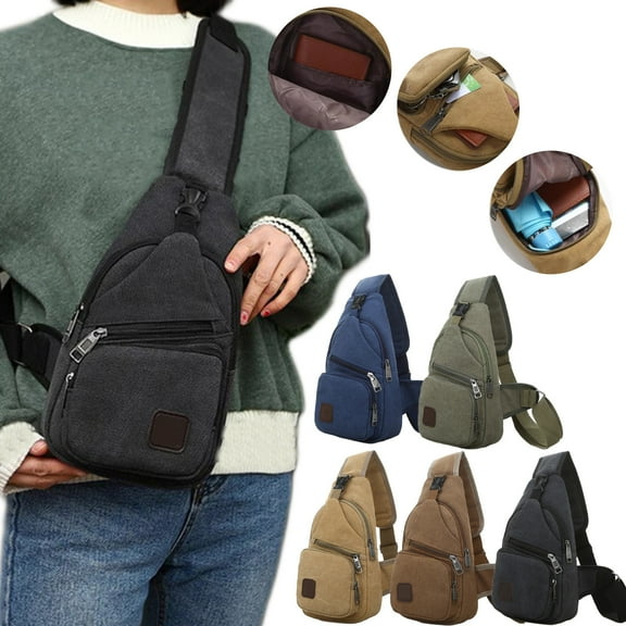 Hfnxid Sling Bag for Men Women Small Backpack Hiking Traveling Chest Bag Canvas Pack Cross Body Bag for Outdoors