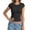 Black, variant on Womens T Shirt Crew Neck Cap Sleeve Slim Cropped Tops Soft Breathable Minimalist Casual Summer Layering Tees