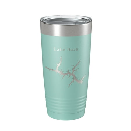 

Lake Sara Map Tumbler Travel Mug Insulated Laser Engraved Coffee Cup Illinois 20 oz Teal