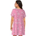 thumbnail image 6 of Lafuoo Snowflake pink backgrounds Pattern Women's Short-sleeved Nightdress, Knee-length Pullover Nightgown, Summer Home Wear-3X-Large, 6 of 8