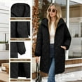 thumbnail image 2 of QATAINLAV Women's Zip Up Warm Hooded Quilted Coat Solid Color Long Winter Puffer Jacket with Pockets for Outdoor Work Skiing, Black, S, 2 of 10