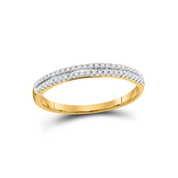 10kt Yellow Gold Womens Round Diamond Slender Double Row Band 1/6 Cttw