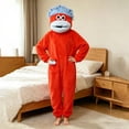 thumbnail image 5 of Funny Big Mouth Monster Onesie - Soft Plush Animal Cosplay Pajamas with Pink Hair Comb for Halloween, Loungewear & Party Costume (Red-M), 5 of 10