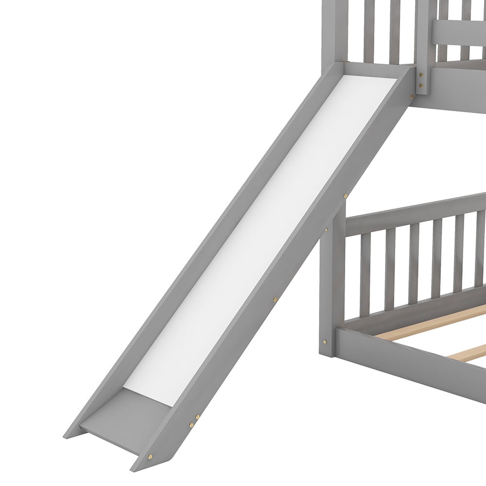 Kadyn Twin over Twin Loft Bed with Convertible Slide and Ladder, Gray