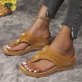 thumbnail image 6 of Women's Plus Size Summer Casual Solid Color Flip-flops Beach Wedge Toe Fish Mouth Sandals Summer Sandals for Women Brown 43, 6 of 8