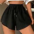 thumbnail image 5 of Women Shorts Summer High Elastic Lace Up Drawstring Wide Leg Sweat Short Fitness Running Shorts Loose Casual Large Sports Pants, 5 of 6