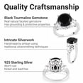 thumbnail image 3 of Black Tourmaline Birthstone Ring Womens Rings in 925 Sterling Silver - Statement Rings for Women - Vintage Floral Solitaire Engagement Tourmaline Jewelry Birthday Gifts Size - 10, 3 of 6
