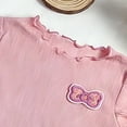 thumbnail image 3 of Auroural Toddler Girls Clothes 3T-4T Children's Spring and Summer Solid Color Puffed Sleeves Short Sleeves Round Neck T-Shirt Top for Kids, 3 of 5