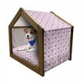 thumbnail image 1 of Owls Pet House, Sleeping Owls in Diamond Pattern Half-Moon Stars Clouds Night Time Goodnight Art, Outdoor & Indoor Portable Dog Kennel with Pillow and Cover, 5 Sizes, Pink Lavender, by Ambesonne, 1 of 5