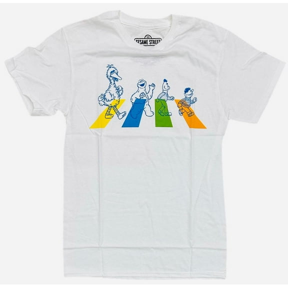 Sesame Street Men's T-Shirt Abbey Street Short Sleeve Crewneck Tee (Small, White)