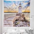 thumbnail image 1 of America Tapestry, Watcher of the Sea Lighthouse Brightens the Dark of the Night in Maine Illustration, Fabric Wall Hanging Decor for Bedroom Living Room Dorm, 5 Sizes, Multicolor, by Ambesonne, 1 of 1