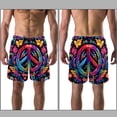 thumbnail image 3 of luoweisi Men's Beach Shorts Quick Dry Swim Trunks with Mesh Lining Peace Sign L, 3 of 5