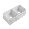 thumbnail image 3 of Double Bowl Kitchen Sink - 33 Inch Fireclay Deep Apron Front Kitchen Sink - Premium Double Bowl Sinks for Home, Farmhouse (Grid & Strainer Included), 3 of 12