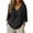 Black #010, variant on Linen Tops for Women Summer 3/4 Sleeve V Neck Gauzy Shirts Dressy Casual Loose Blouses, 2XL