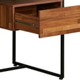 thumbnail image 2 of Rectangular Desk With Walnut & Sandy Black Finish - 1 Drawer, Metal Sled Base, 70lbs Weight Bearing, 62"x31"x24" Measurements Synthetic Wood, Support, 24"x62"x31" Dimensions, 2 of 3