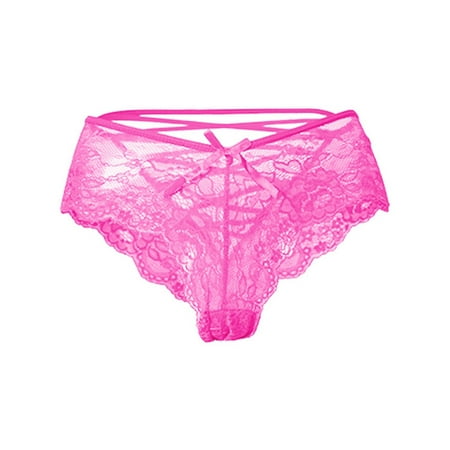 GHSOHS Womens Underwear Panty Seamless Thong Cotton Lace Underwear for Women Pure Desire French Lace Trimmed Bow Panties Women s Hollow Comfortable Strap Briefs Cotton Crotch Seamless Underwear  L