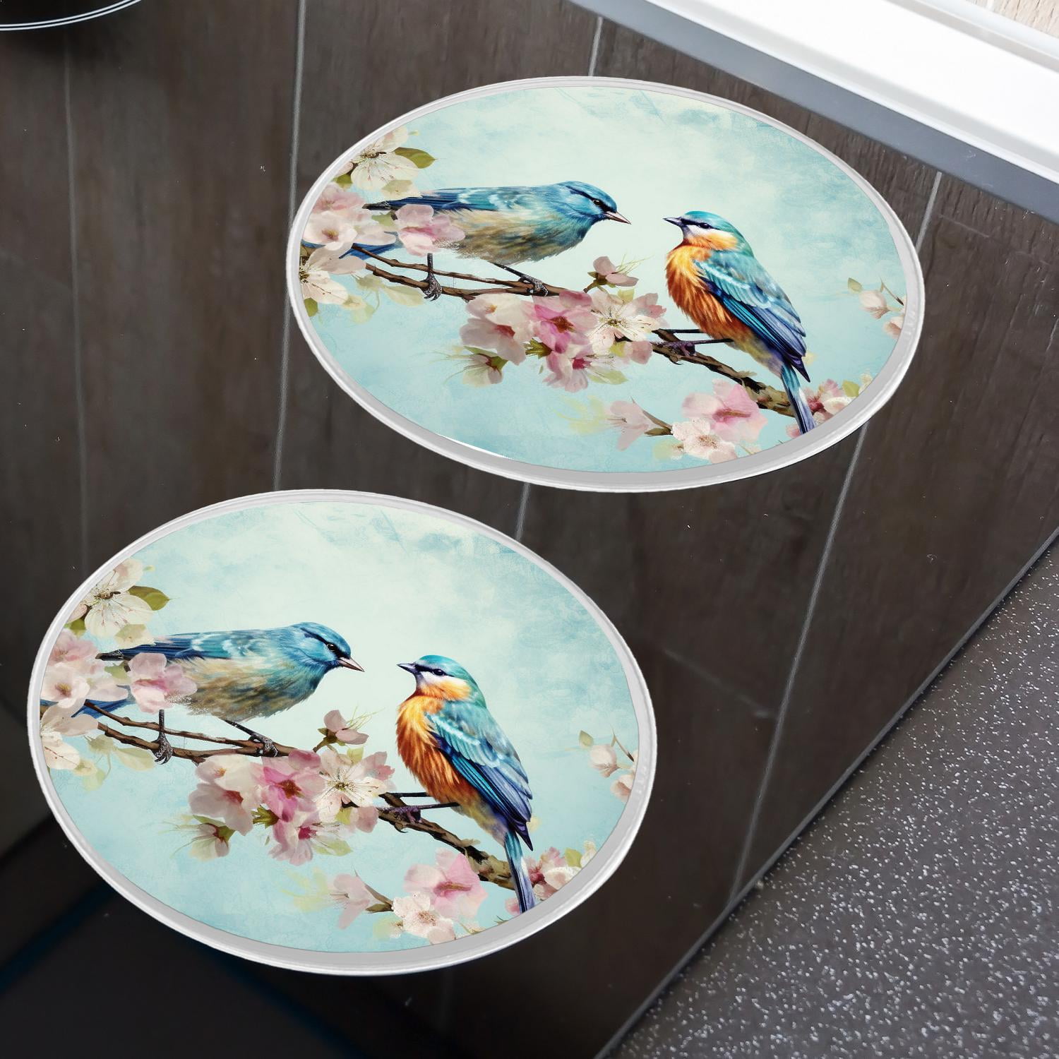 Round Stove Burner Covers 4 Pcs for Home Decor Cooktop Decorative ,Vintage Bird Butterfly Rose Flower Watercolor picture, Metal Round Stove Burner Covers 8Inch And 10Inch