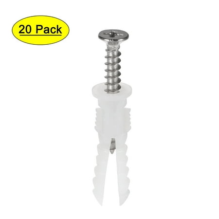 

6mmx30mm Expansion Pipe with Screws Plastic White 20 Pack