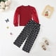 thumbnail image 2 of Conjunto Saeaby para Niña Pequeña: Camiseta Roja y Pantalones con Lunares, 2 of 8