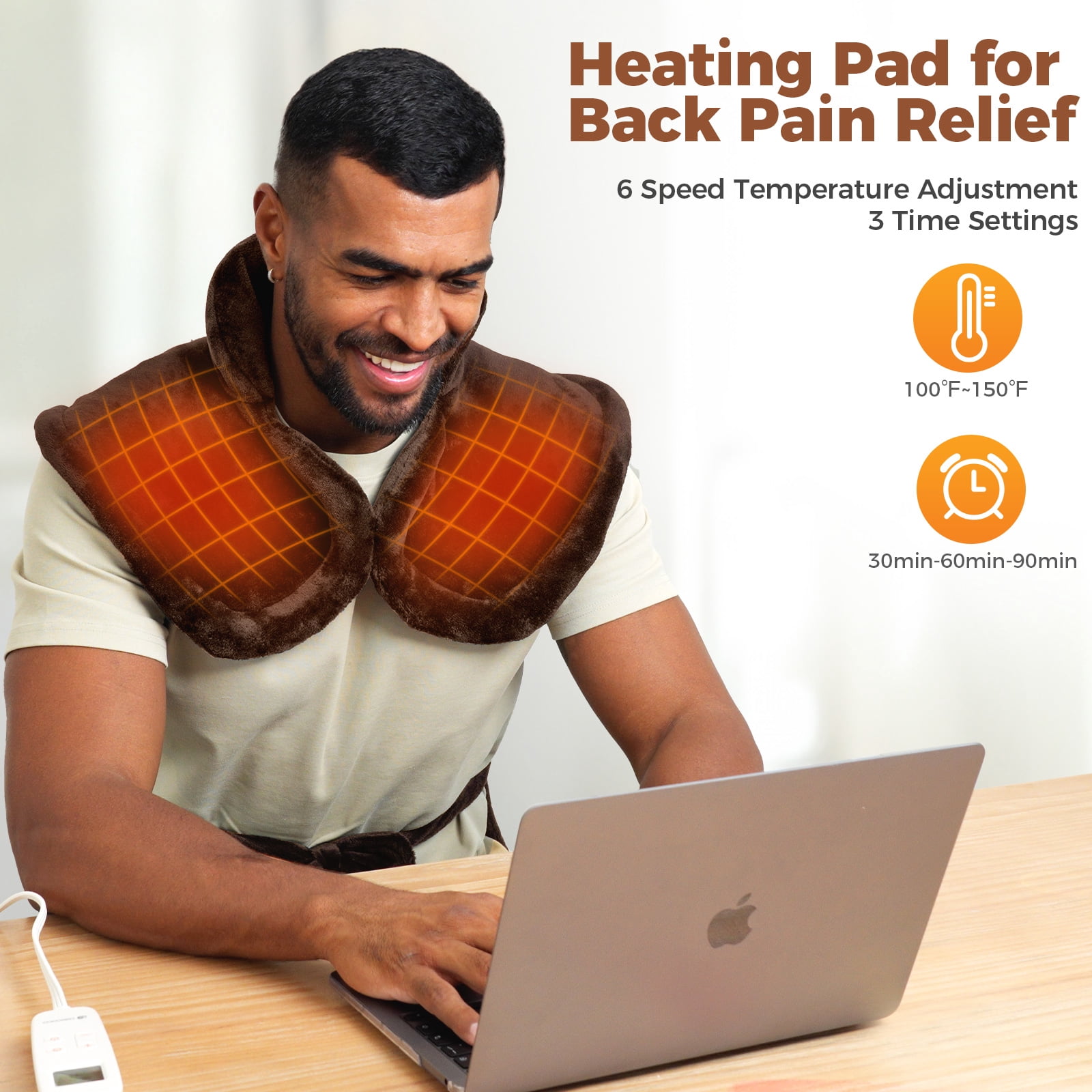 Coococo 24x37 Large Heating Pad for Back and Shoulder, Large Electric Heat Pad for Relief Cramps with 6 Heat Settings Machine Washable