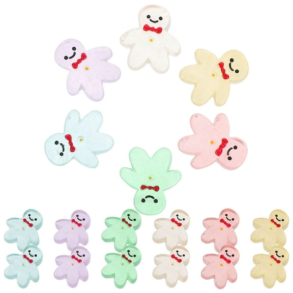 HONMEET  30Pcs Mini Gingerbread Man Ornaments Glow in Dark Miniature Design