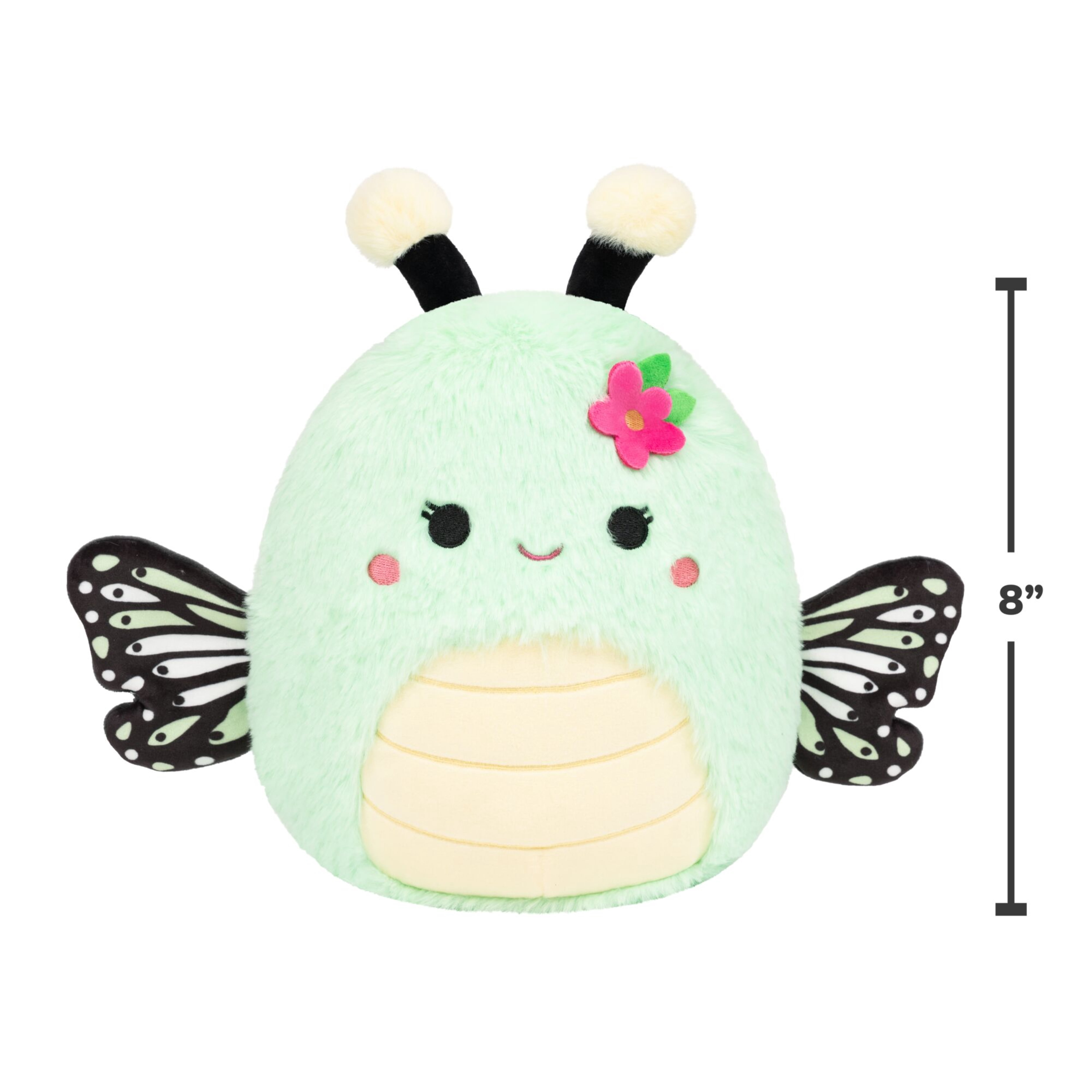 Squishmallows FuzzAMallow Official 8 inch Taysha the Light Green Butterfly With Flower Pin - Child's Ultra Soft Plush Toy