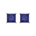 thumbnail image 3 of Clara Pucci 3Ct Tanzanite Princess Cut VVS1 Screw Back Stud 14k Solid hypoallergenic Gold Designer Earrings For December, 3 of 7