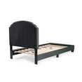 thumbnail image 4 of Pemberly Row Twin Burlap Fabric Upholstered Bed Frame with Slats in Charcoal, 4 of 9