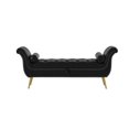 thumbnail image 6 of End of Bed Bench with Storage, 66.53" Storage Ottoman Bench Tufted PU Leather Entryway Bench with Rivet, Rolled Arms and Metal Legs, Upholstered Storage Bench Seat for Bedroom Living Room, Black, 6 of 8