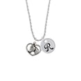 thumbnail image 2 of Delight Jewelry Silvertone Heart with Horse Head Silvertone Script Initial Disc - R - Charm Necklace, 20"+3", 2 of 4