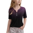 thumbnail image 2 of Soki T-Shirts pour Filles Dégradé T-Shirt Manches Courtes Hauts T-Shirt Col en V Tee 3-14 Ans, 2 of 5
