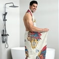thumbnail image 5 of Colevkie Men's 2 Pcs Bath Wrap Set Bath Skirt & Bath Towel Polyester Adjustable Quick Drying Soft for Home Hotel Beach Sauna Printed Feathers Pattern, 5 of 7