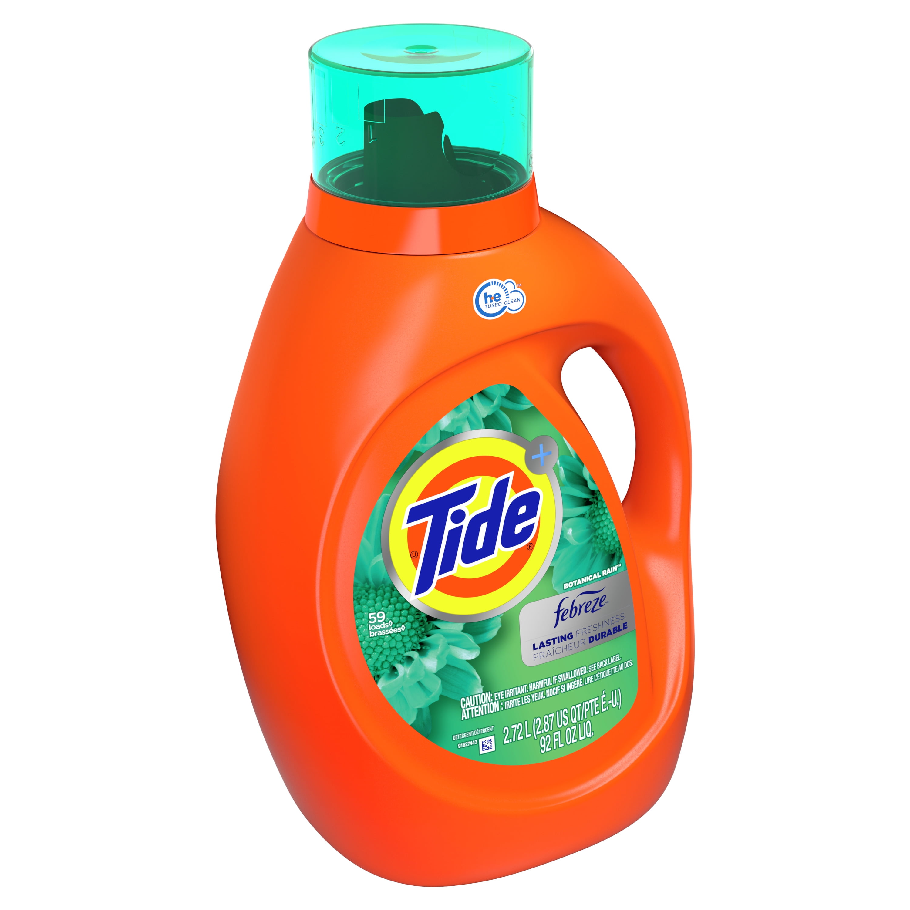 Tide Plus Febreze Freshness Liquid Laundry Detergent, Botanical Rain, 92 fl oz, 59 loads