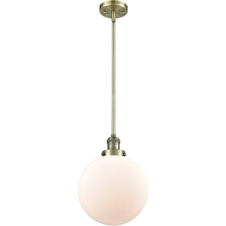 

Antique Brass Tone Mini Pendants 10 Wide Matte White Cased Glass Steel/Cast Brass Medium Base LED 1 Light Fixture