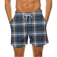 thumbnail image 4 of Ceisia Men's Quick Dry Swim Trunks with Black and White Plaid Print Elastic Waist Casual Shorts White S Gifts for Father, 4 of 5