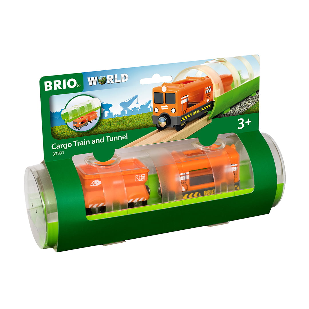 BRIO World Railway Train Set - Cargo Train & Tunnel - Ages 3+ 