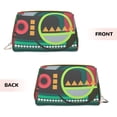 thumbnail image 3 of Large Clutch Leather Makeup Bag, Geometric Patchwork Art Travel Toiletries Bag, Ladies Cosmetic Storage Bag, 3 of 8