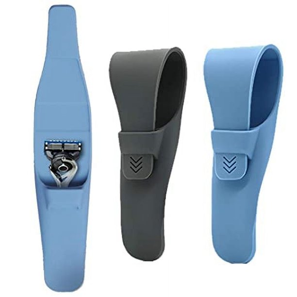 Paquete de 2 fundas de silicona para maquinilla de afeitar, funda protectora suave portátil para afeitadora, funda de transporte impermeable de seguridad para maquinilla de afeitar de viaje (azul + gr