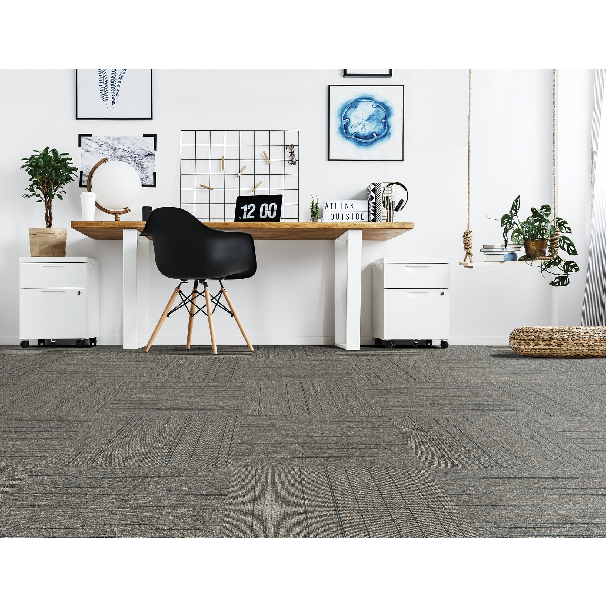 Mohawk Basics 24" x 24" Carpet Tile with EnviroStrand™ PET Fiber in Dime (96 sq ft per carton)