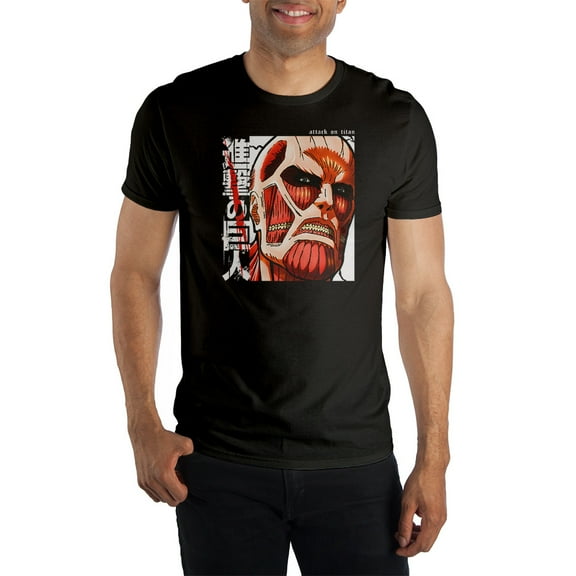 Colossal Titan Attack on Titan Anime Cartoon Character Black Graphic Tee-6XL