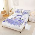 thumbnail image 2 of Manfei Kawaii Bow Ghost Queen Sheets 4 Pieces, Happy Halloween Floral Pumpkin Queen Sheet Sets, Purple White,1 Fitted Sheet, 1 Flat Sheet and 2 Pillowcases, 2 of 5