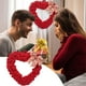 thumbnail image 4 of Corona de corazón para el Día de San Valentín | Decoración romántica de la puerta principal de poliéster rojo | Diseño plisado hecho a mano | Decoración para el hogar de bodas en interiores y, 4 of 6