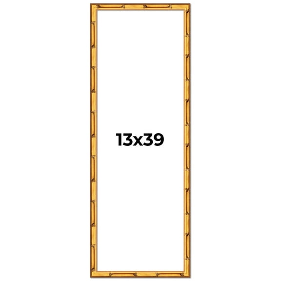 13x39 Frame Gold Bamboo Solid Wood Picture Frame | 0.75 Inch Moulding Width | Interior Frame Depth