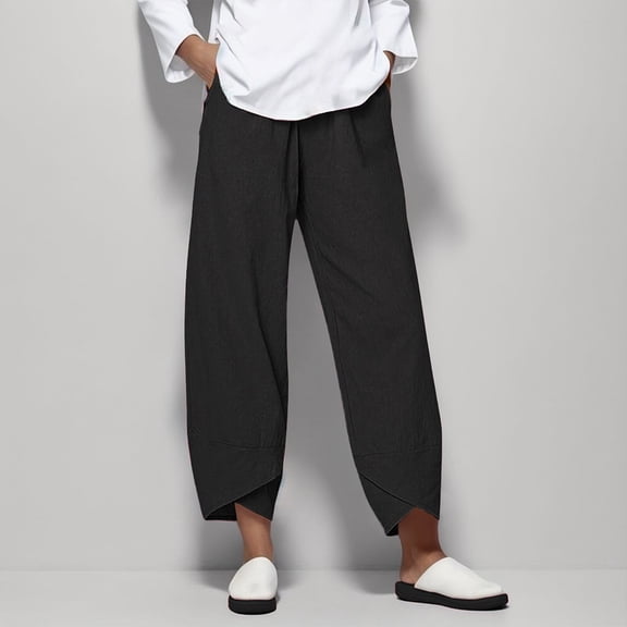 Black Sweatpants Women Loose Women Straight Summer Pants High Casual Waist Long Solid Cotton Pants