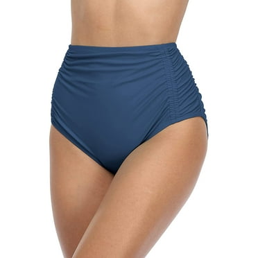 Charmo Womens High Waisted Bikini Bottom Ruched Side Swimsuits Bottoms Solid Tankini Briefs